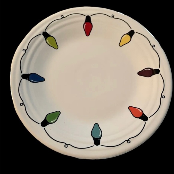 Homer Laughlin Fiesta Luncheon Plate 9” Christmas Lights White - Picture 4 of 6